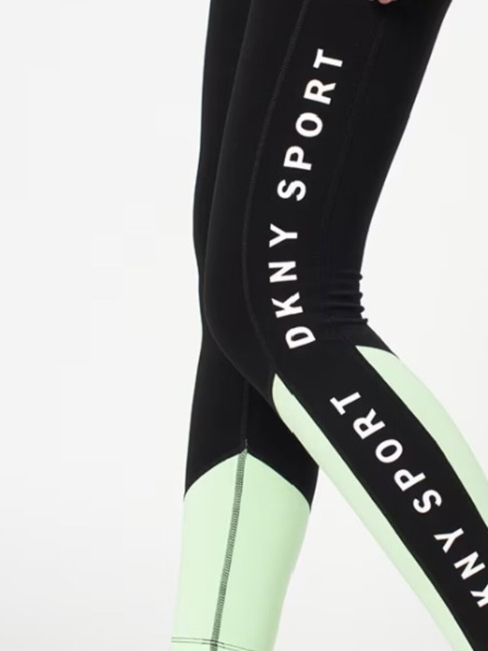 DKNY LEGGINGS WITH SIDE LOGO BLACK/NEON GREEN- SIZE M